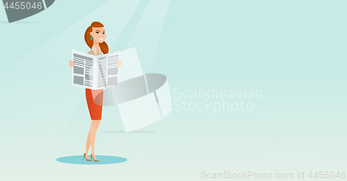Image of Woman reading a newspaper vector illustration.
