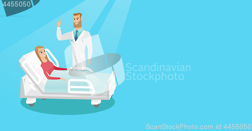 Image of Doctor visiting a patient vector illustration.