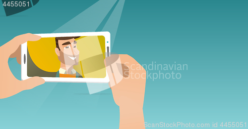 Image of Young man making selfie vector illustration.