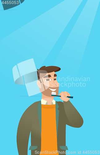 Image of Man brushing teeth vector illustration.