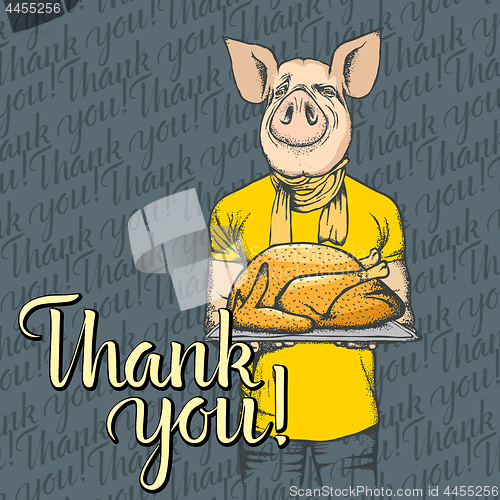 Image of Vector illustration of Thanksgiving pig concept