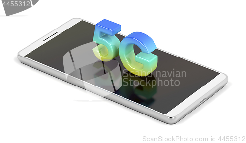 Image of 5G smart phone on white