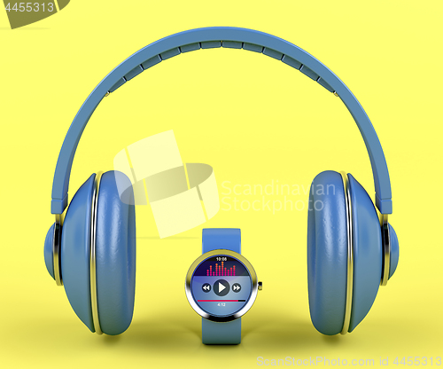 Image of Big headphones and smart watch