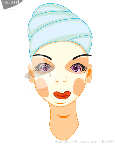 Image of Vector illustration of the young girl with cream mask on person