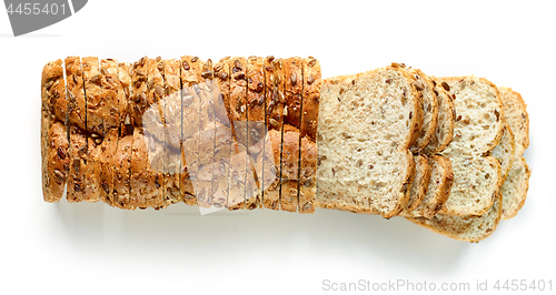 Image of sliced bread on white background