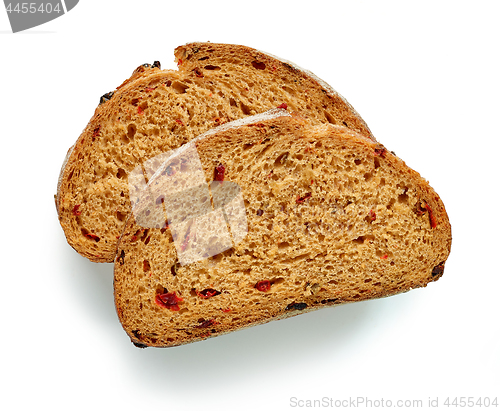 Image of sliced bread on white background