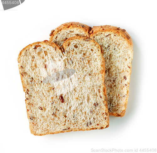 Image of bread slices on white background