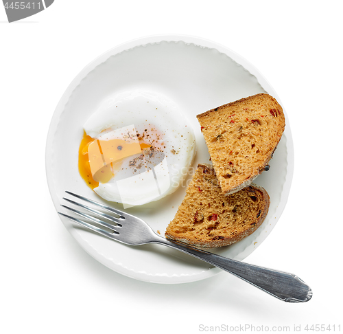 Image of Plate of poached egg and bread