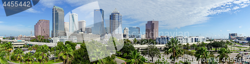 Image of Downtown City Skyline in a Long Panorama Tampa Florida