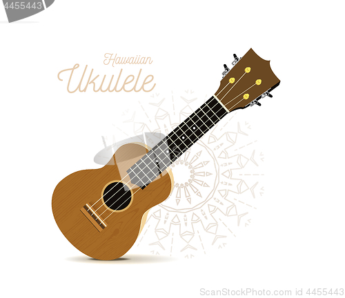 Image of Ukulele - Hawaiian musical instrument. Vector illustration on white