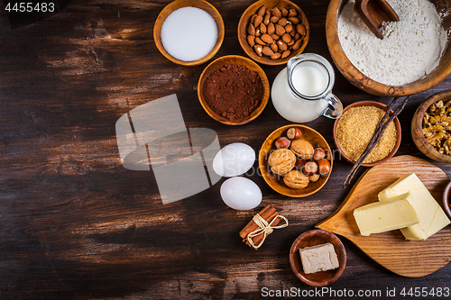 Image of Variation of baking ingredients for Christmas cookies