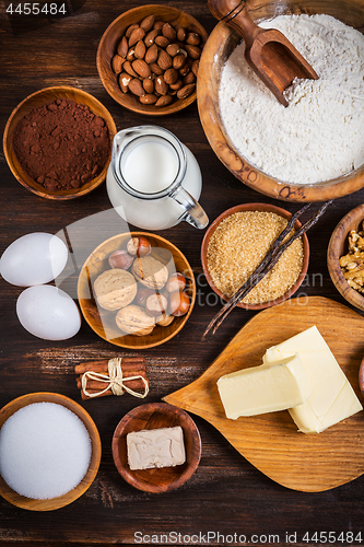 Image of Variation of baking ingredients for Christmas cookies