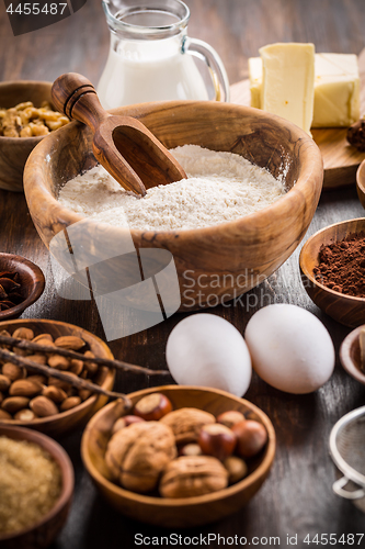 Image of Variation of baking ingredients for Christmas cookies