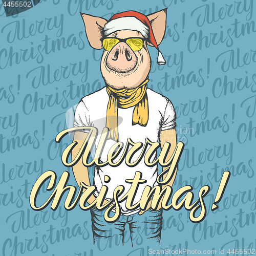 Image of Pig Christmas and New Year vector concept