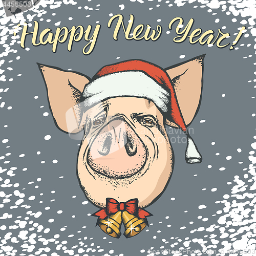 Image of Pig Christmas and New Year vector concept