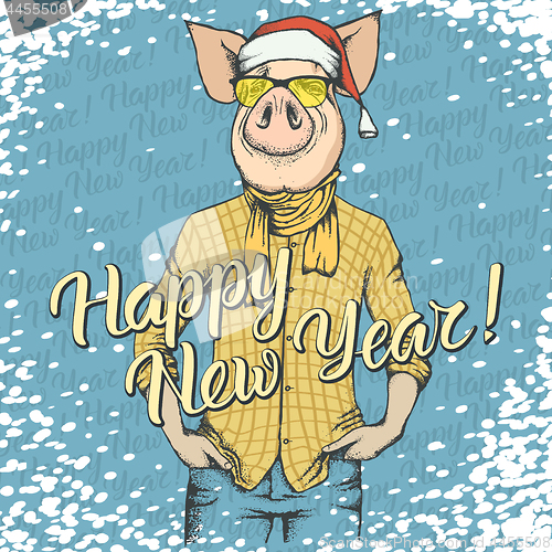 Image of Pig Christmas and New Year vector concept