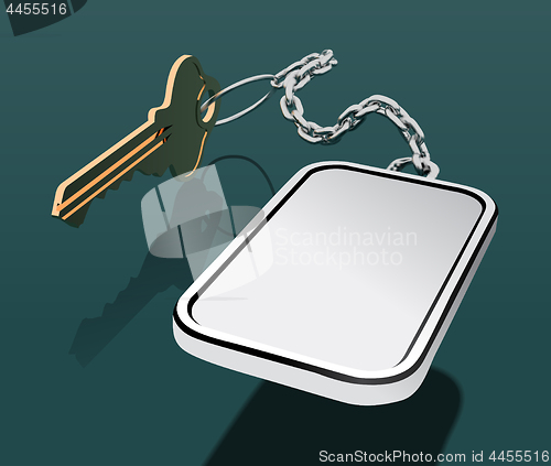 Image of Key with keychain on a chain, with a place for your logo. Mock up vector
