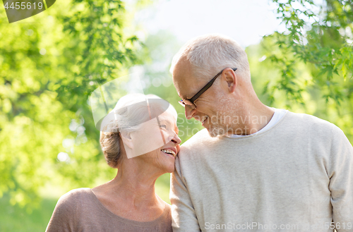 Image of happy senior couple over green natural background