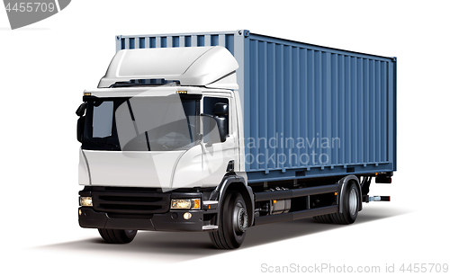 Image of truck transports container isolated