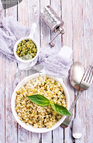 Image of bulgur with pesto