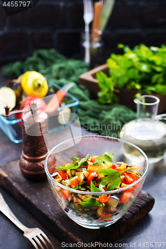 Image of fried eggplant and red pepper