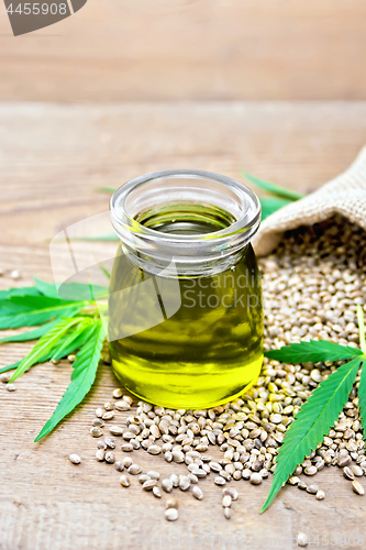 Image of Oil hemp in jar with sheet on board