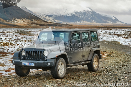 Image of Jeep Wrangler on Icelandic terrain