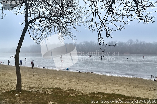 Image of Skating on frozen lake