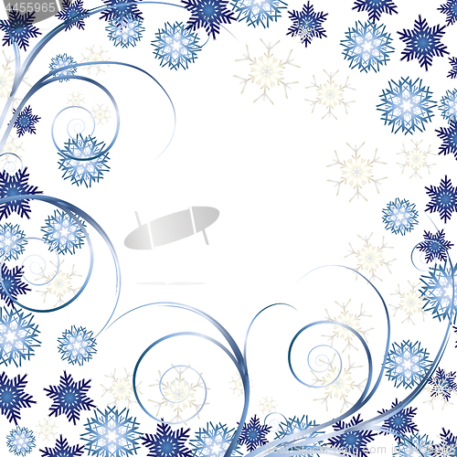Image of White Christmas background made with Snowflakes and curves, winter ornament