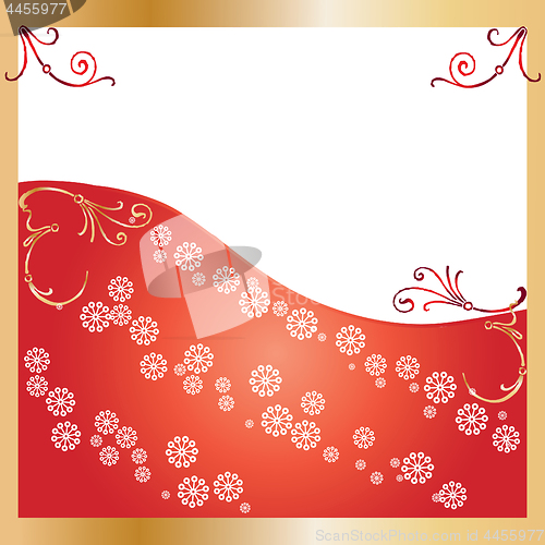 Image of Simple Red Background with snowflakes 2