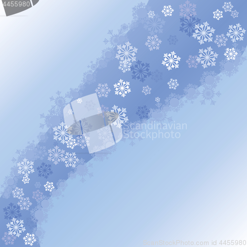 Image of Blue christmas background with wave and snowflakes, part 2