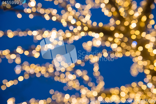 Image of Blurred golden lights Christmas Tree