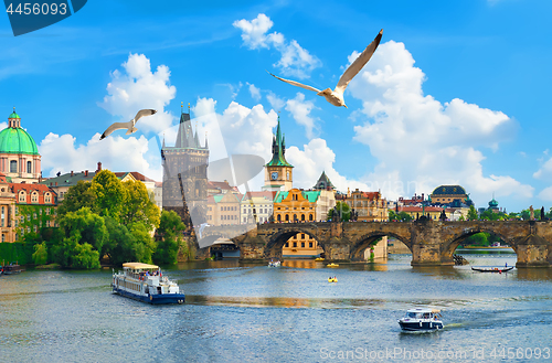 Image of Vltava river and bridge