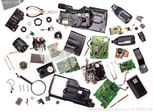 Image of disassembled VHS video camera.