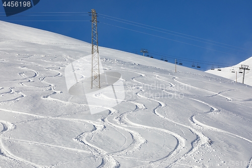 Image of Ski Slope with Fresh Curves