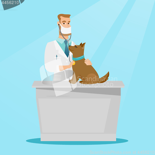 Image of Veterinarian examining dog vector illustration.