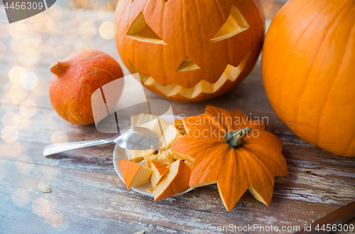 Image of jack-o-lantern or carved halloween pumpkin