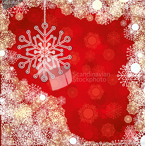 Image of Red Christmas card with snowflake