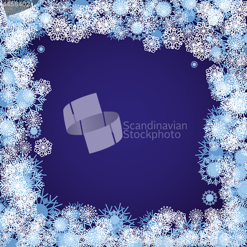 Image of Blue christmas background with snowflakes