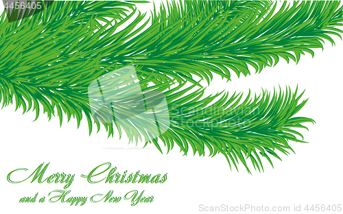 Image of Christmas greetings card with fir tree branch