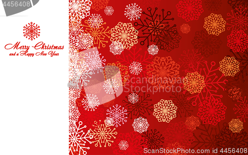 Image of Red Christmas card with snowflakes