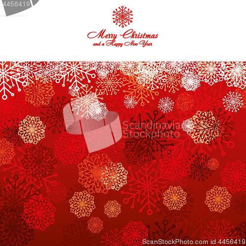 Image of Red Christmas card with snowflakes