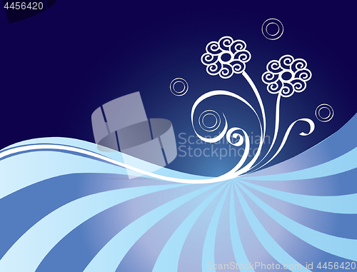 Image of Blue background with simple flowersfor your greetings card