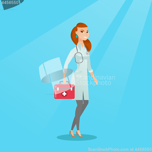 Image of Doctor holding first aid box vector illustration.