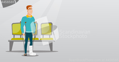 Image of Man with broken leg and crutches.