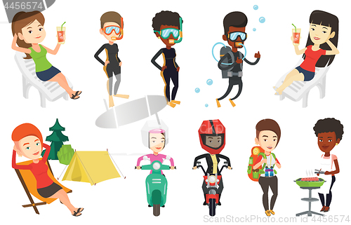 Image of Transportation vector set with people traveling.