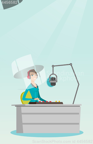 Image of Female dj working on the radio vector illustration
