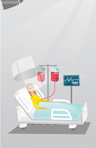 Image of Man lying in hospital bed vector illustration.