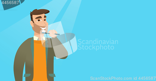 Image of Man brushing teeth vector illustration.