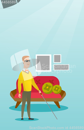 Image of Blind man with a stick vector illustration.
